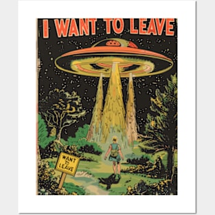 Vintage UFO Abduction Magazine Cover Poster Posters and Art